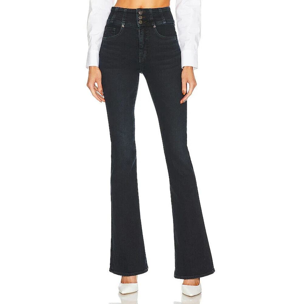 Veronica Beard Beverly Corset Waist Flare Jeans sz 27'' Dark Ink 3B410
